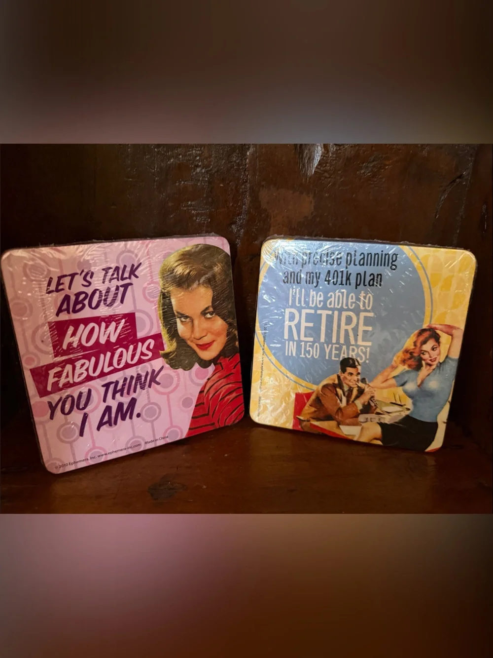 Retro Humorous Coaster Set – Vintage Pop Art Sayings 2 Packs of 6
